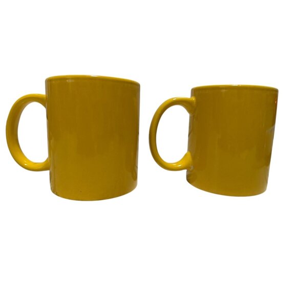 Pompano Isle Casino Ceramic Yellow Mug Cup Play More Be Happy Set of 2 - Picture 4 of 11